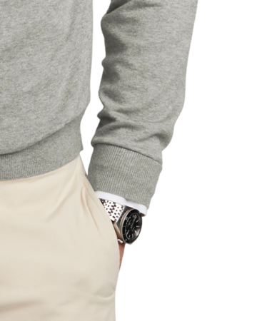 Closeup of a BB18400 Brooks Brothers® Cotton Stretch V-Neck Sweater